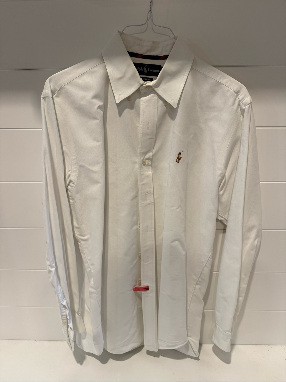 Ralph Lauren White Long-Sleeve Dress Shirt with Polo Crest
